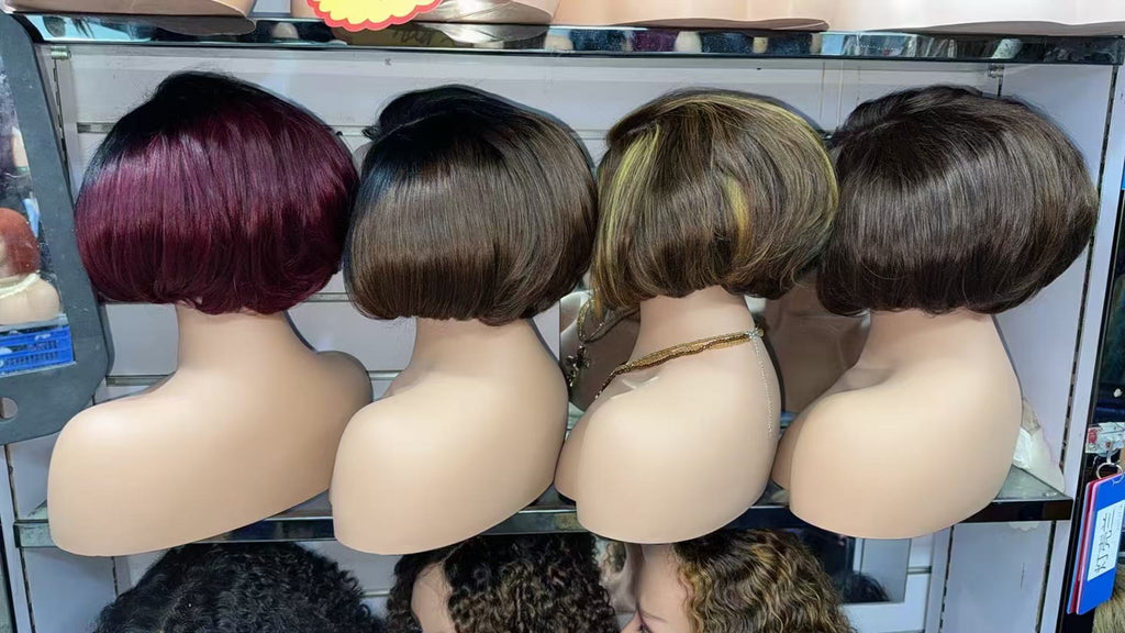 5x5 lace bone straight pixie cut wig