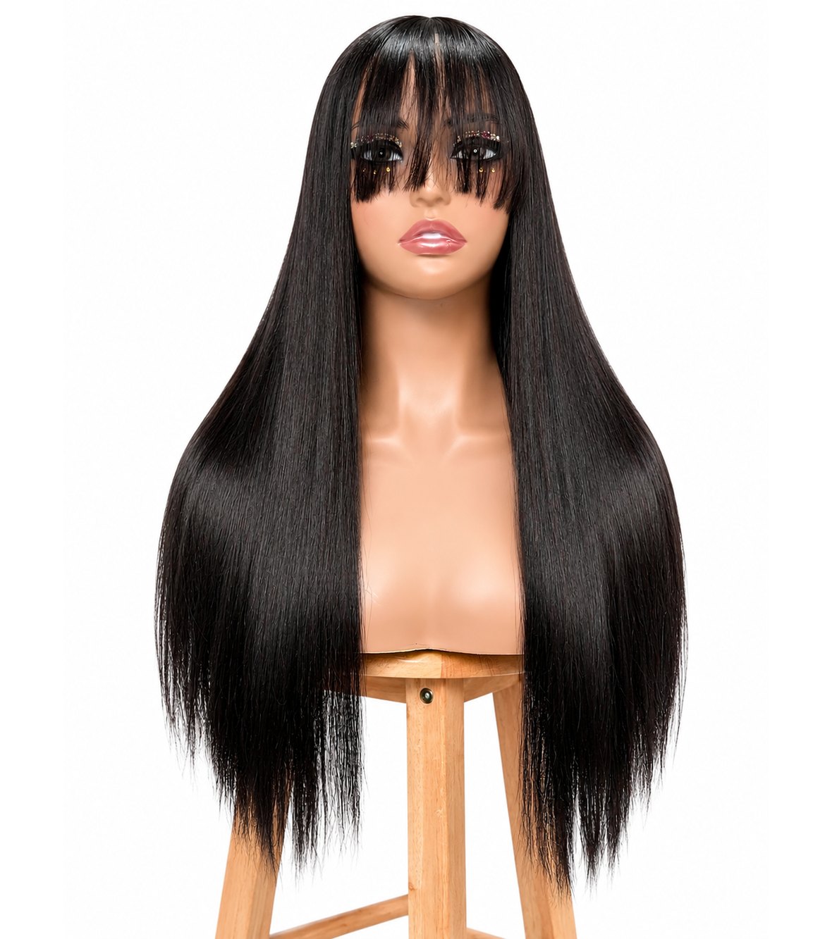Bone straight fringe wig